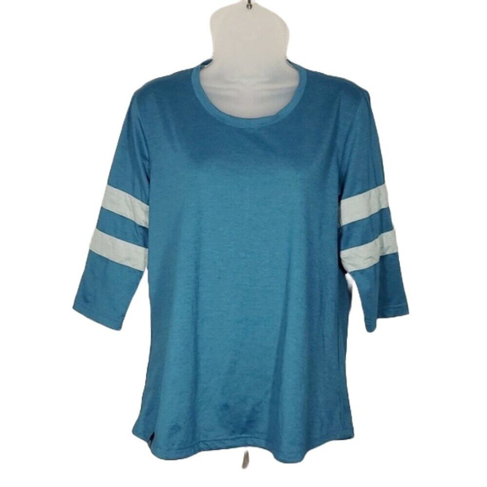 Flylow Woman's Blue Hawkins 3/4 Sleeve Bike RIding Shirt SZ L